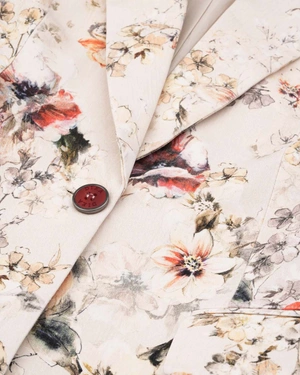 Sacou de vară din bumbac la un singur rand, cu mâneci 3/4, rever și model floral | COLECTIE DE VARĂ | Dikastore.ro - 2 Sacou de vară din bumbac la un singur rand, cu mâneci 3/4, rever și model floral | COLECTIE DE VARĂ - 2