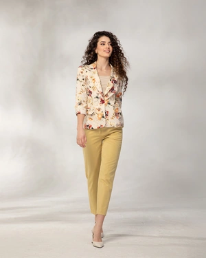 Sacou de vară din bumbac la un singur rand, cu mâneci 3/4, rever și model floral | COLECTIE DE VARĂ | Dikastore.ro - 3 Sacou de vară din bumbac la un singur rand, cu mâneci 3/4, rever și model floral | COLECTIE DE VARĂ - 3