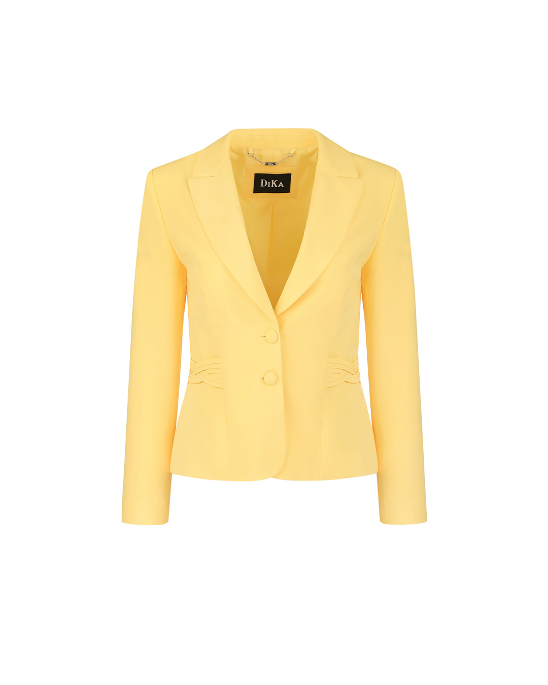 Bright yellow fitted single-breasted blazer, with lapels and waist detail | Jackets and Blazers