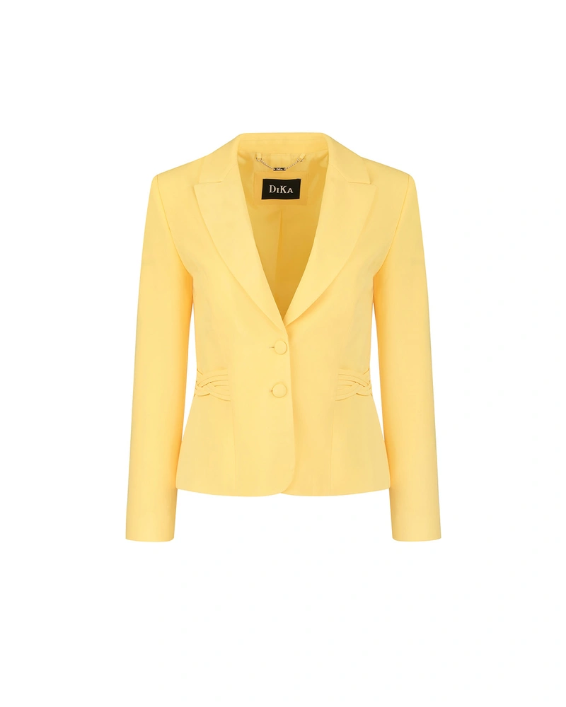 Bright yellow fitted single-breasted blazer, with lapels and waist detail | All products