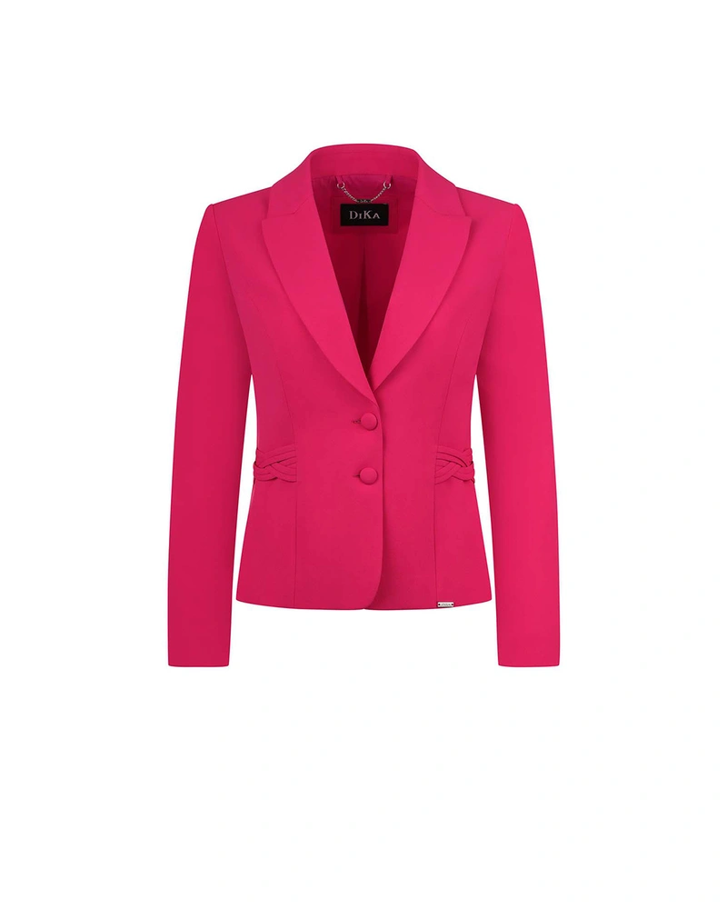 Fitted single-breasted blazer in fuchsia, with lapels and waist detail | Jackets and Blazers