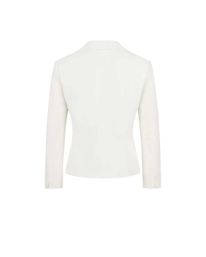 White blazer with lapels, single-breasted fastening, and peplum detail | SUMMER COLLECTION | Dikastore.ro - 1 White blazer with lapels, single-breasted fastening, and peplum detail | SUMMER COLLECTION - 1