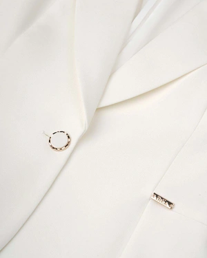 White blazer with lapels, single-breasted fastening, and peplum detail | SUMMER COLLECTION | Dikastore.ro - 2 White blazer with lapels, single-breasted fastening, and peplum detail | SUMMER COLLECTION - 2