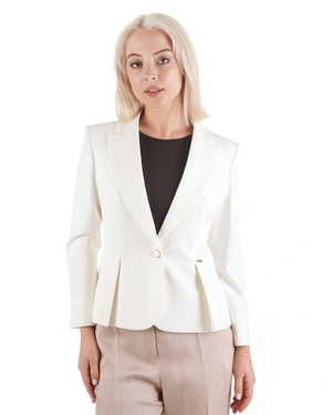 White blazer with lapels, single-breasted fastening, and peplum detail | SUMMER COLLECTION | Dikastore.ro - 3 White blazer with lapels, single-breasted fastening, and peplum detail | SUMMER COLLECTION - 3