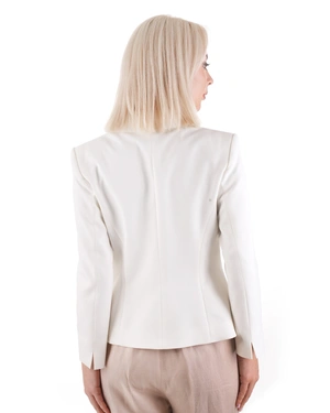 White blazer with lapels, single-breasted fastening, and peplum detail | SUMMER COLLECTION | Dikastore.ro - 4 White blazer with lapels, single-breasted fastening, and peplum detail | SUMMER COLLECTION - 4