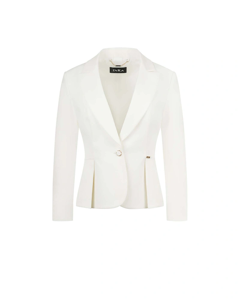 White blazer with lapels, single-breasted fastening, and peplum detail | All products