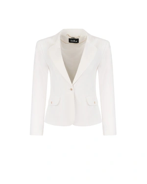 Fitted single-breasted blazer made of cotton and viscose | Jackets | Dikastore.ro Fitted single-breasted blazer made of cotton and viscose | Jackets