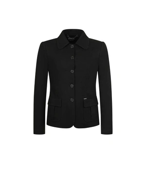 შავი პერანგის სტილის პიჯაკი, ერთბორტიანი შესაკრავით და ჯიბეებით | ქურთუკები და პიჯაკები