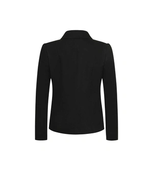 შავი პერანგის სტილის პიჯაკი, ერთბორტიანი შესაკრავით და ჯიბეებით | ქურთუკები და პიჯაკები - 1