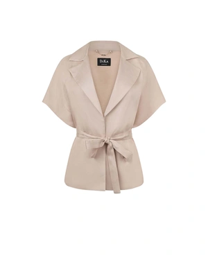 Beige kimono-style blazer with short dropped sleeves and a fabric belt to accentuate the silhouette | All products | Dika.bg Beige kimono-style blazer with short dropped sleeves and a fabric belt to accentuate the silhouette | All products