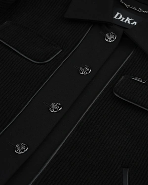 შავი ხაზოვანი სტრუქტურის ქურთუკი | ყოველდღიური - 2