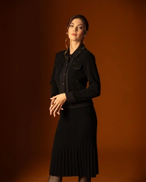 შავი ხაზოვანი სტრუქტურის ქურთუკი | ყოველდღიური - 3