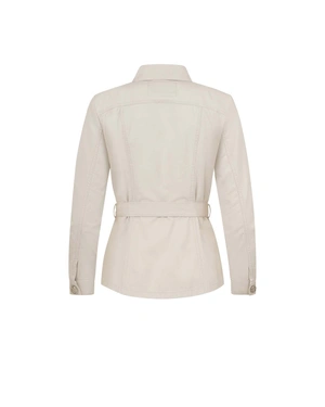 Cotton cargo blazer with long sleeves, in natural cotton color, with front fastening and fabric belt | SUMMER COLLECTION | Dikastore.ro - 1 Cotton cargo blazer with long sleeves, in natural cotton color, with front fastening and fabric belt | SUMMER COLLECTION - 1