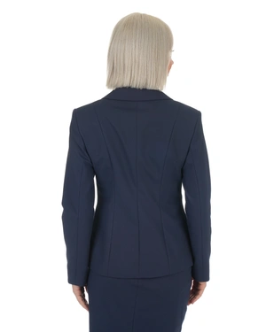 მუქი ლურჯი ორბორტიანი ბიზნეს პიჯაკი თეთრი ზოლით საყელოზე | ქურთუკები და პიჯაკები - 5