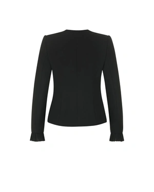 Black blazer with chiffon cuff | Jackets and Blazers - 1
