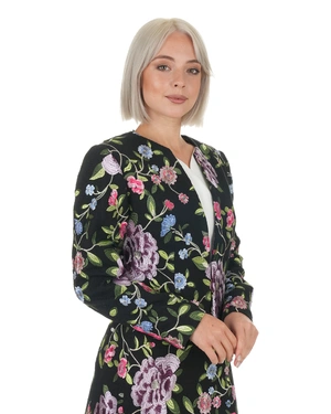 შავი პიჯაკი ფერადი ყვავილოვანი ნაქარგით | ქურთუკები და პიჯაკები - 5