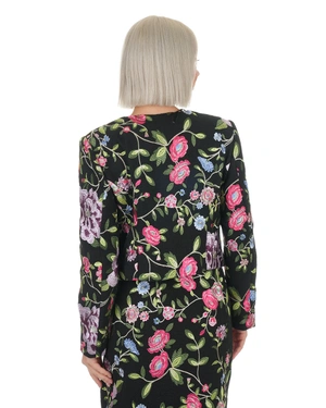 შავი პიჯაკი ფერადი ყვავილოვანი ნაქარგით | ქურთუკები და პიჯაკები - 6