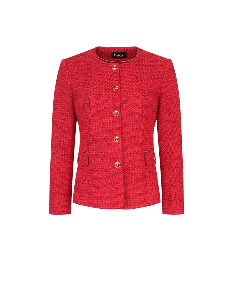 Jachetă roșie din tweed de bumbac | NOUTATI