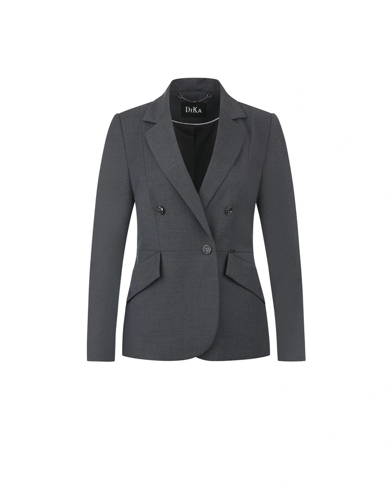 ნაცრისფერი ორბორტიანი პიჯაკი დახვეწილი ჭრით | საქმიანი