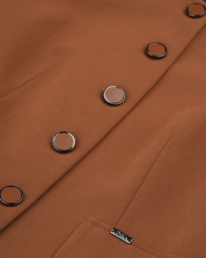 Classic brown blazer with round neckline, no lapels, single-breasted closure | Jackets and Blazers | Dika.ge - 2 Classic brown blazer with round neckline, no lapels, single-breasted closure | Jackets and Blazers - 2