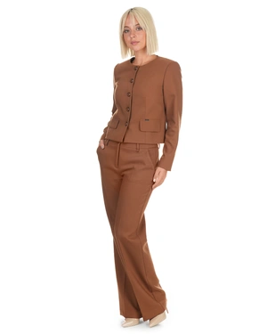 Classic brown blazer with round neckline, no lapels, single-breasted closure | Jackets and Blazers | Dika.ge - 6 Classic brown blazer with round neckline, no lapels, single-breasted closure | Jackets and Blazers - 6