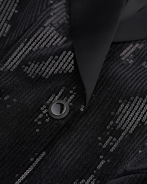 Black blazer with delicate sequins |  - 2