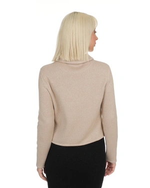 Knitted light beige blazer with lurex threads | Jackets | Dikastore.ro - 4 Knitted light beige blazer with lurex threads | Jackets - 4