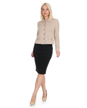 Knitted light beige blazer with lurex threads | Jackets | Dikastore.ro - 5 Knitted light beige blazer with lurex threads | Jackets - 5