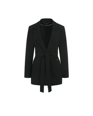 Elegant black blazer with fabric belt | Business | Dika.ge Elegant black blazer with fabric belt | Business