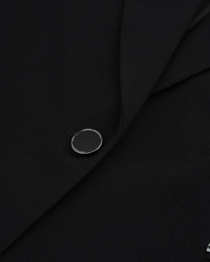 Elegant black blazer with fabric belt | Business | Dika.ge - 2 Elegant black blazer with fabric belt | Business - 2