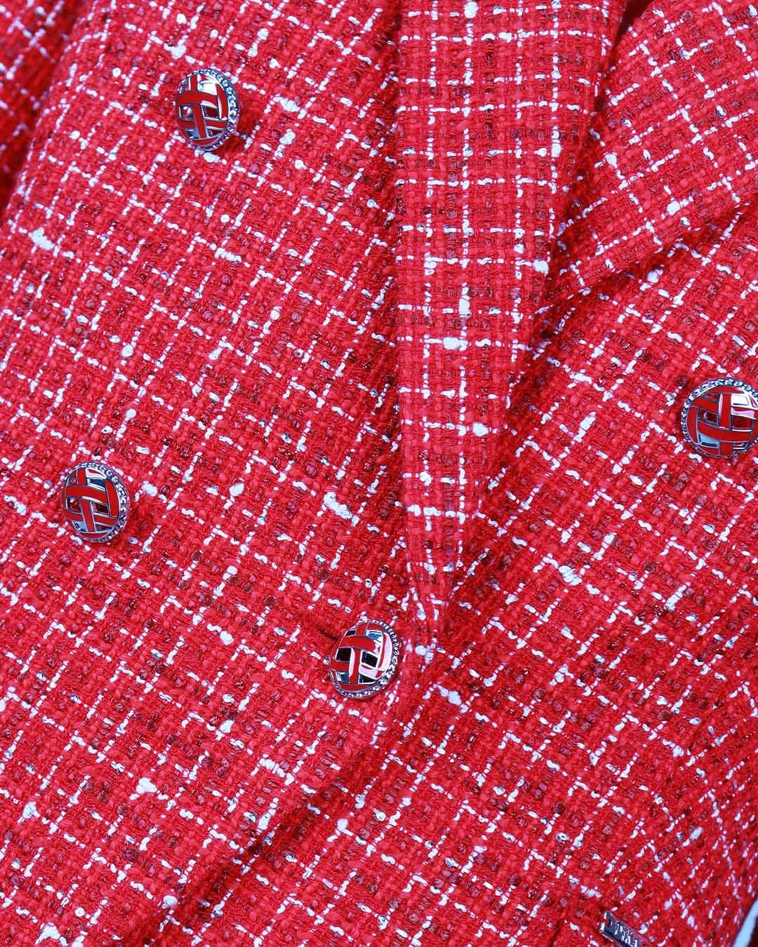 Red tweed blazer with double-breasted fastening see Price on Dika.com