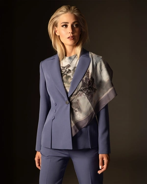 ელეგანტური ერთბორტიანი პიჯაკი ლურჯ ფერში | კოსტუმები - 3