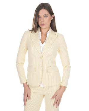 Women’s cotton and viscose blazer in buttery yellow with fine pinstripes | NEW | Dika.bg - 1 Women’s cotton and viscose blazer in buttery yellow with fine pinstripes | NEW - 1