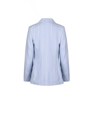 Светлосиньо сако деликатно райе, ленен бленд, с ревери и едноредно закопчаване | Сака и Блейзъри - 4