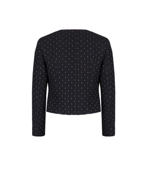 Black cotton tweed jacket with crew neck and single-breasted fastening | Jackets and Blazers - 2