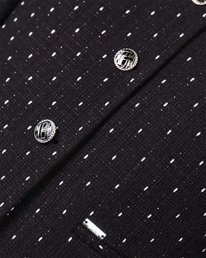 Black cotton tweed jacket with crew neck and single-breasted fastening | Jackets and Blazers - 3