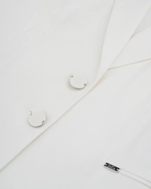 ღია კრემისფერი ბამბის ერთმკერდიანი პიჯაკი | ყოველდღიური - 2