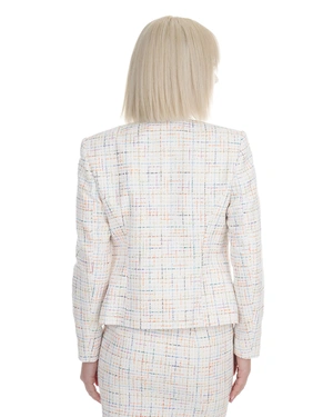 Light beige jacket made of cotton tweed with fine sequins and lurex threads | Business - 4