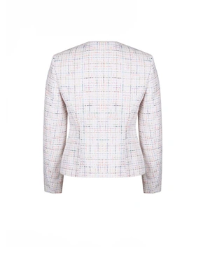 Light beige jacket made of cotton tweed with fine sequins and lurex threads | Business - 6