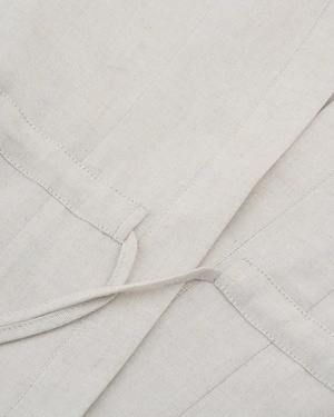 Jacket from cotton and linen, collarless, with a deep V-neckline and waist tie in natural tone | Close to nature | Dika.rs - 3 Jacket from cotton and linen, collarless, with a deep V-neckline and waist tie in natural tone | Close to nature - 3