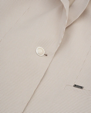 Single-breasted blazer in fine beige houndstooth | Jackets and Blazers - 6