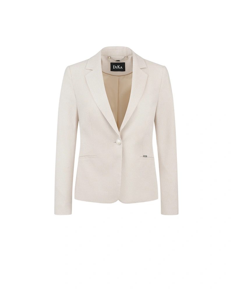 Single-breasted blazer in fine beige houndstooth | Jackets and Blazers