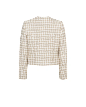 კრემისფერ-ოქროსფერი ტვიდის ქურთუკი მრგვალი ყელით | კოსტუმები - 2