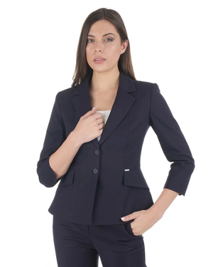 Dark blue fitted jacket from cotton and viscose | Jackets and Blazers - 1