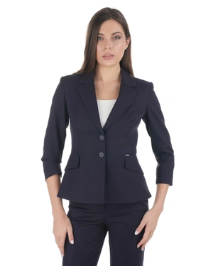 Dark blue fitted jacket from cotton and viscose | Jackets and Blazers - 2