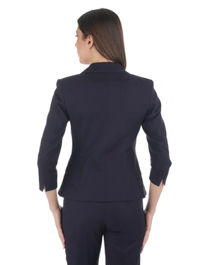 Dark blue fitted jacket from cotton and viscose | Jackets and Blazers - 3