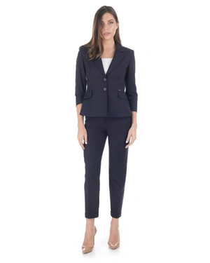 Dark blue fitted jacket from cotton and viscose | Jackets and Blazers - 4