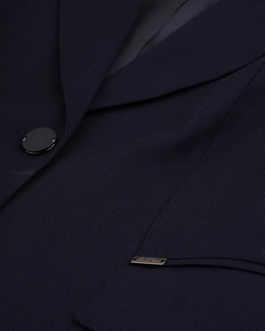 Dark blue fitted jacket from cotton and viscose | Jackets and Blazers - 6