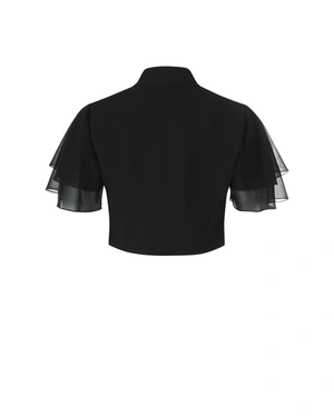 Crni bolero sa uskom siluetom i nabranim rukavima | NOVO - 4