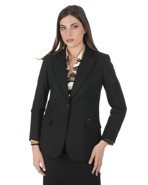 Black women's blazer with single-breasted fastening, lapels and a tailored silhouette | Jackets and Blazers - 1